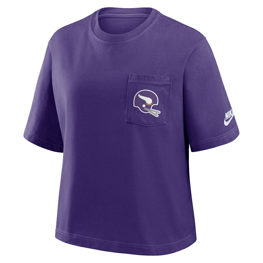 Minnesota Vikings Women's Rewind Pocket Boxy T-Shirt - Purple for sale