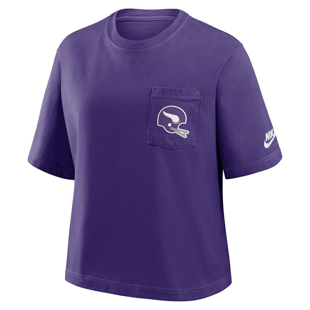 Minnesota Vikings Women's Rewind Pocket Boxy T-Shirt - Purple for sale