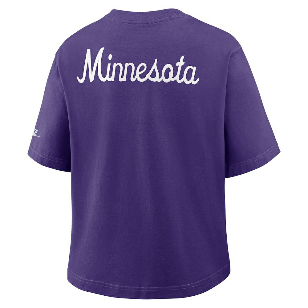 Minnesota Vikings Women's Rewind Pocket Boxy T-Shirt - Purple for sale
