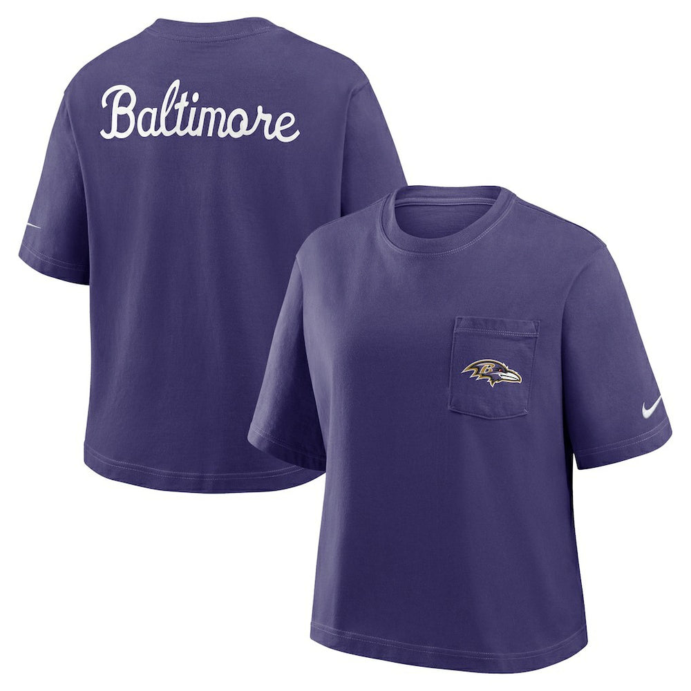 Baltimore Ravens Women's Rewind Pocket Boxy T-Shirt - Purple online