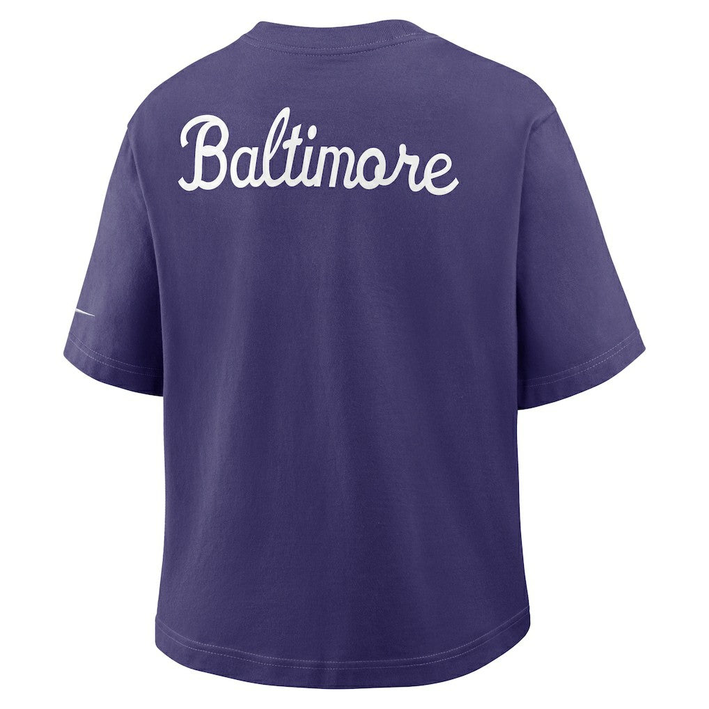 Baltimore Ravens Women's Rewind Pocket Boxy T-Shirt - Purple online
