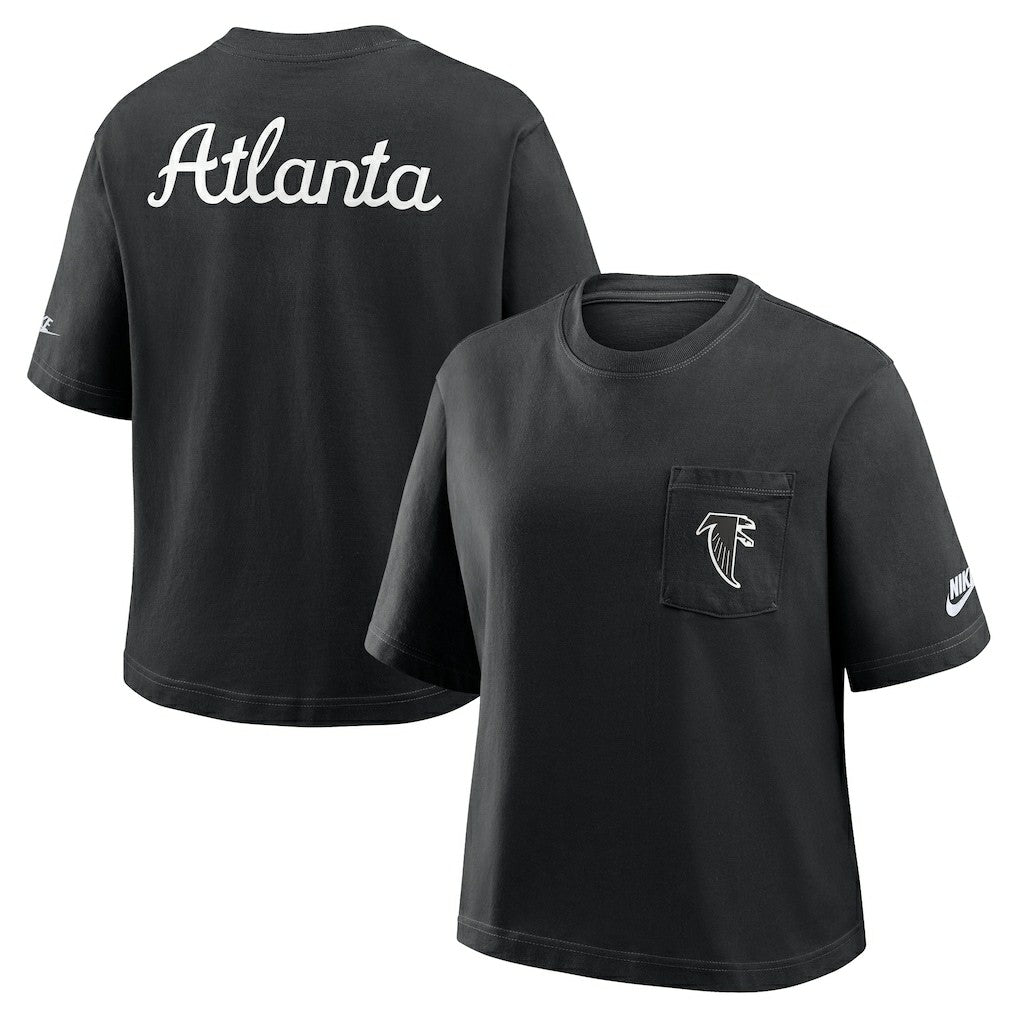 Atlanta Falcons Women's Rewind Pocket Boxy T-Shirt - Black outlet