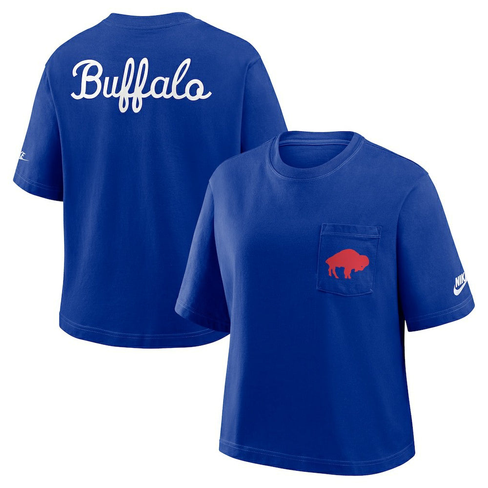 Buffalo Bills Women's Rewind Pocket Boxy T-Shirt - Royal online