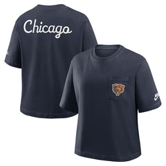Chicago Bears Women's Rewind Pocket Boxy T-Shirt - Navy online