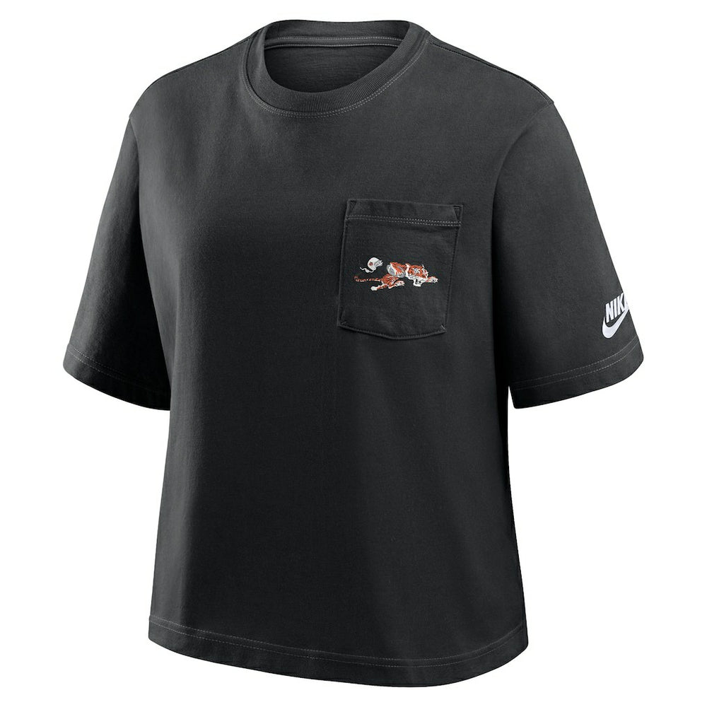 Cincinnati Bengals Women's Rewind Pocket Boxy T-Shirt - Black for sale