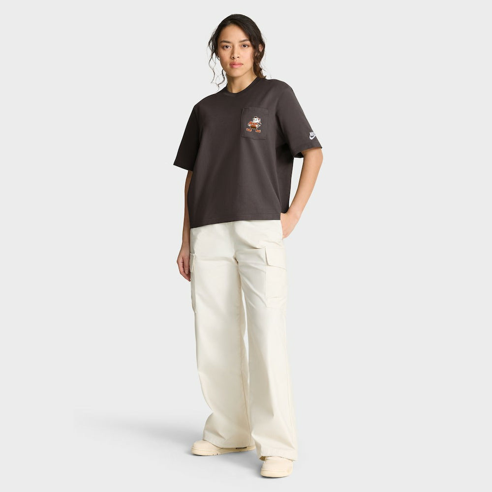 Cleveland Browns Women's Rewind Pocket Boxy T-Shirt - Brown cheap