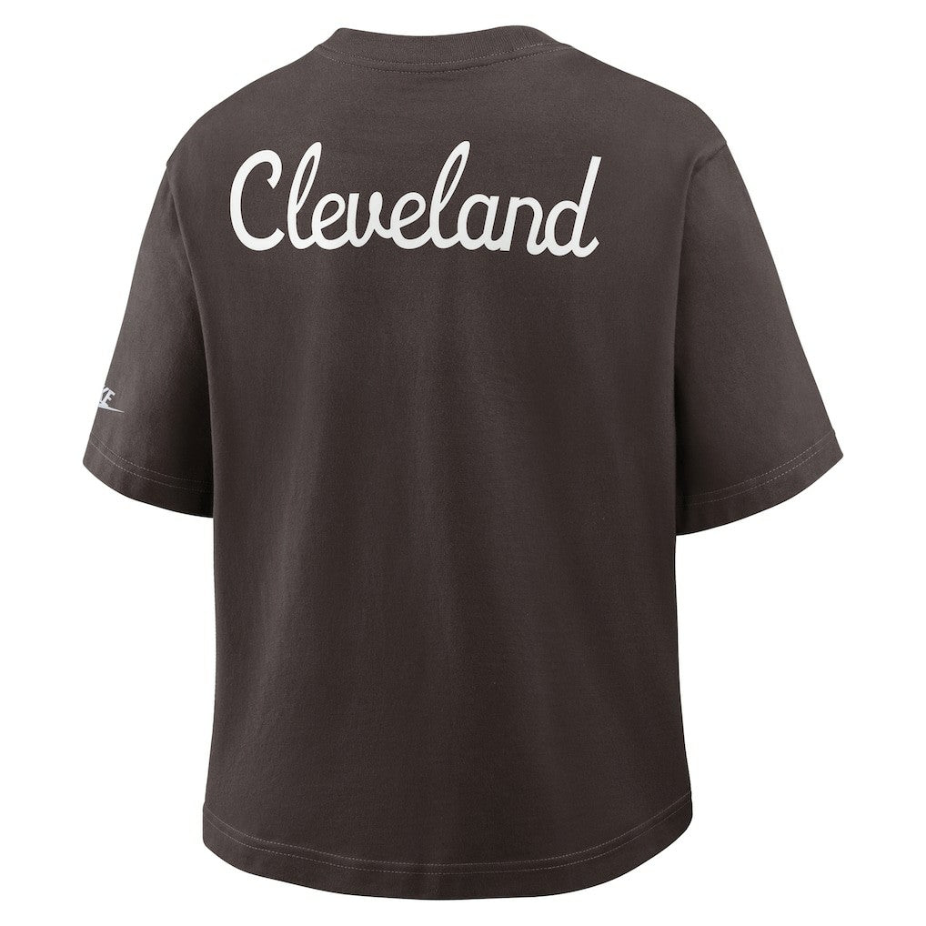 Cleveland Browns Women's Rewind Pocket Boxy T-Shirt - Brown cheap