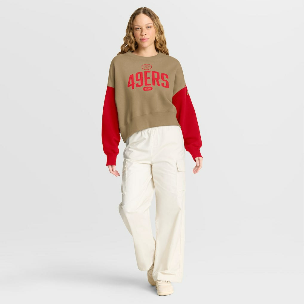 San Francisco 49ers Women's Oversized Rewind Pullover Sweatshirt - Tan outlet