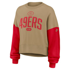 San Francisco 49ers Women's Oversized Rewind Pullover Sweatshirt - Tan outlet