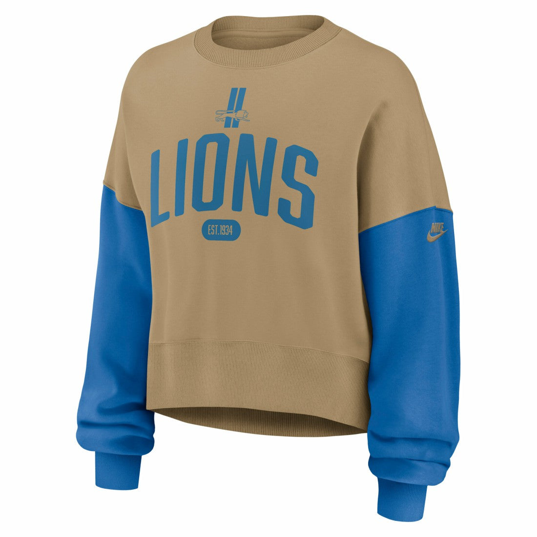 Detroit Lions Women's Oversized Rewind Pullover Sweatshirt - Tan outlet