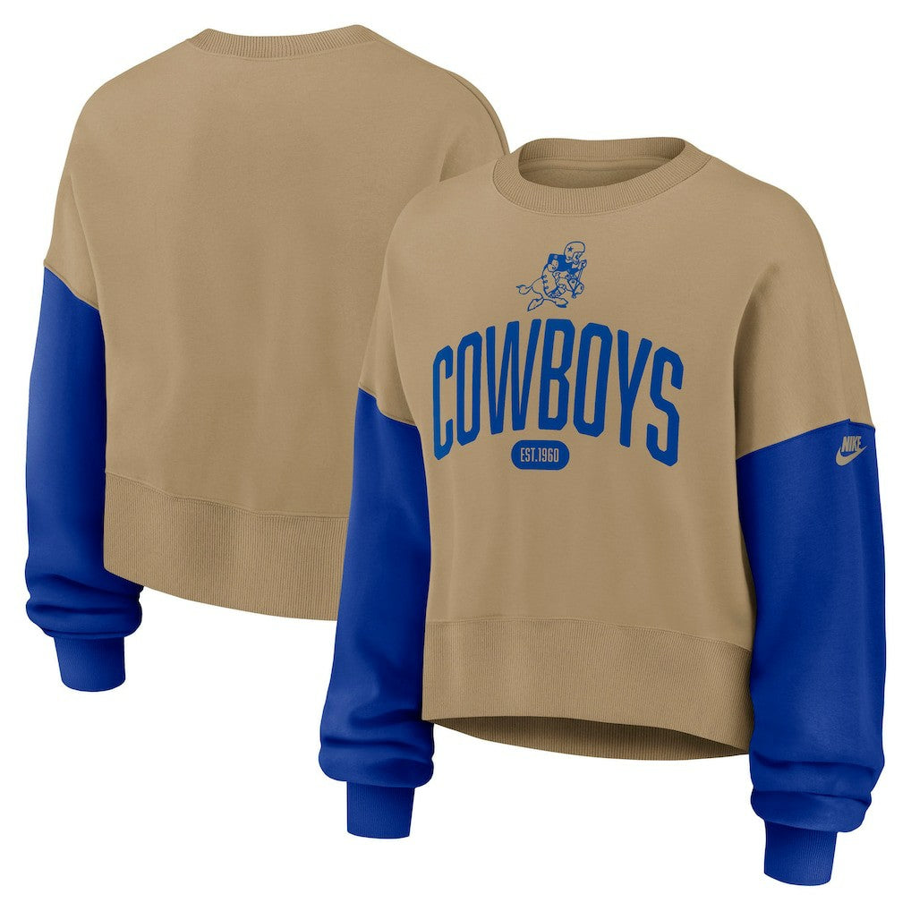 Dallas Cowboys Women's Oversized Rewind Pullover Sweatshirt - Tan discount