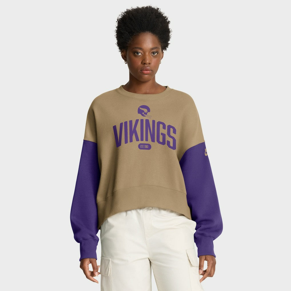 Minnesota Vikings Women's Oversized Rewind Pullover Sweatshirt - Tan cheap