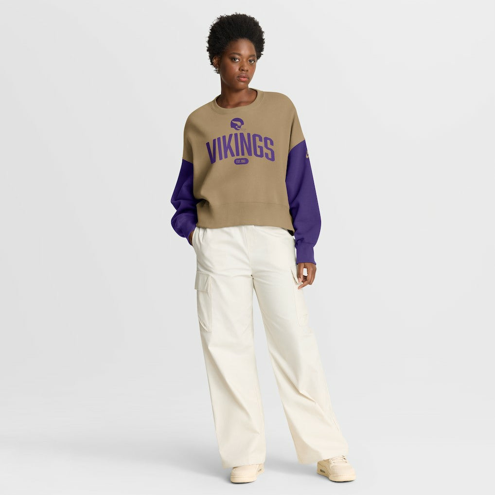 Minnesota Vikings Women's Oversized Rewind Pullover Sweatshirt - Tan cheap