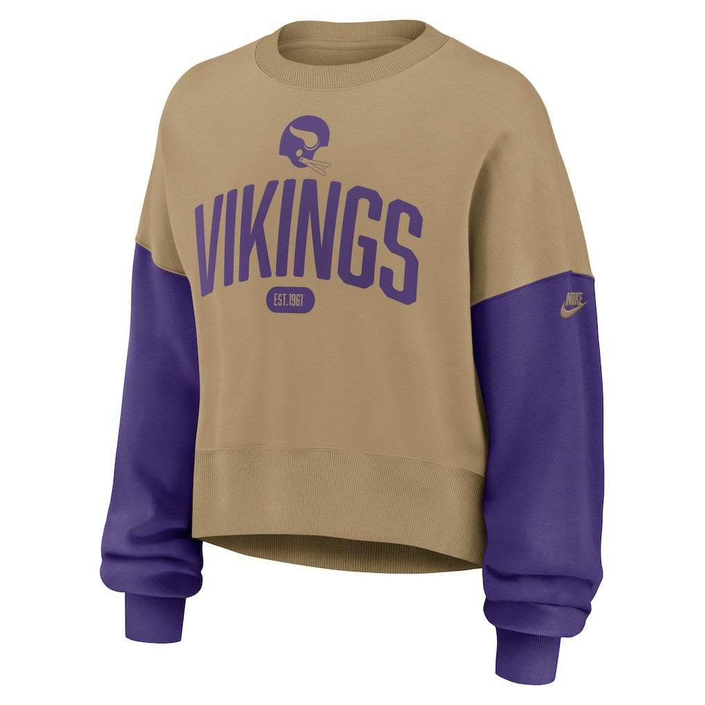 Minnesota Vikings Women's Oversized Rewind Pullover Sweatshirt - Tan cheap