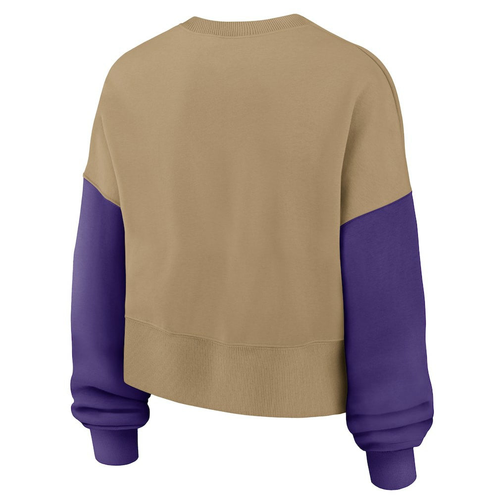Minnesota Vikings Women's Oversized Rewind Pullover Sweatshirt - Tan cheap