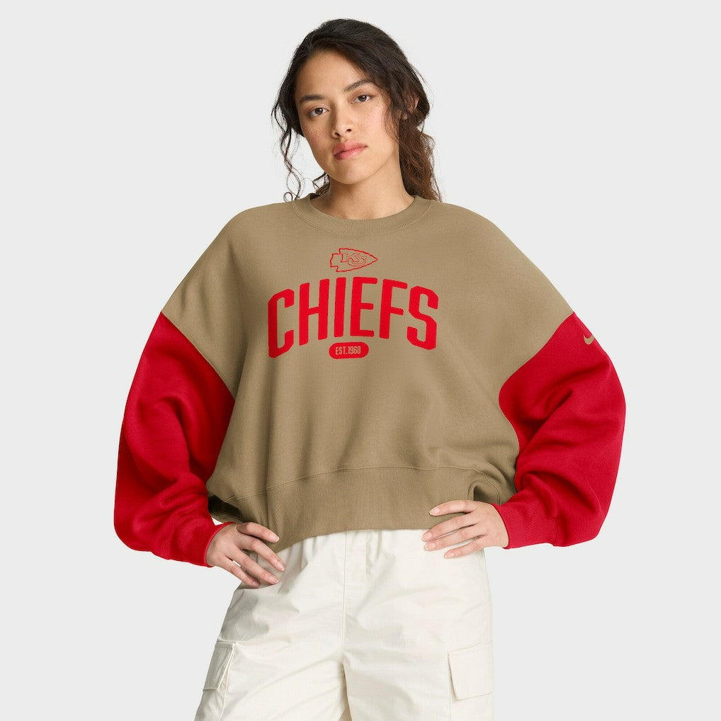 Kansas City Chiefs Women's Oversized Rewind Pullover Sweatshirt - Tan outlet