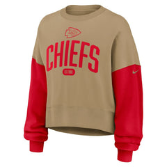Kansas City Chiefs Women's Oversized Rewind Pullover Sweatshirt - Tan outlet