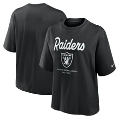 Las Vegas Raiders Women's Essential Script Relaxed Boxy T-Shirt - Black discount
