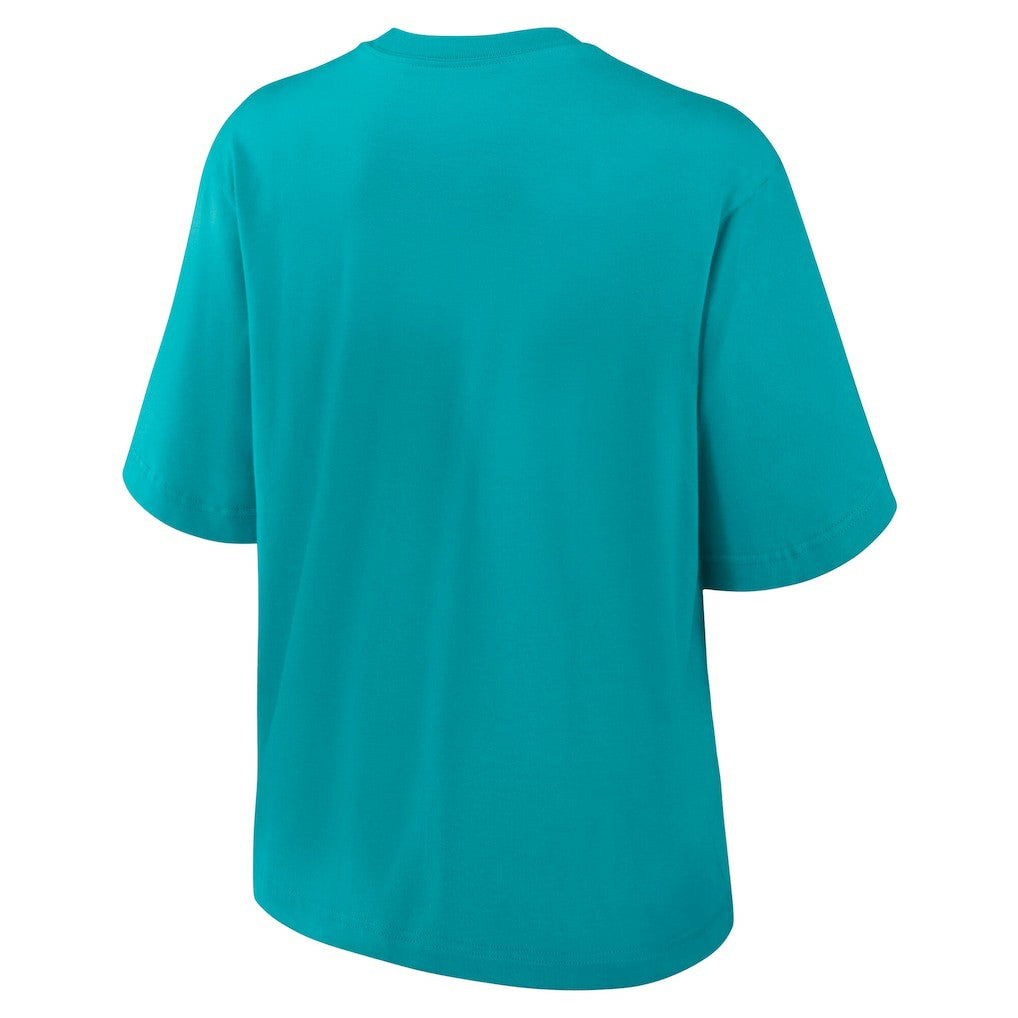Miami Dolphins Women's Essential Script Relaxed Boxy T-Shirt - Aqua discount