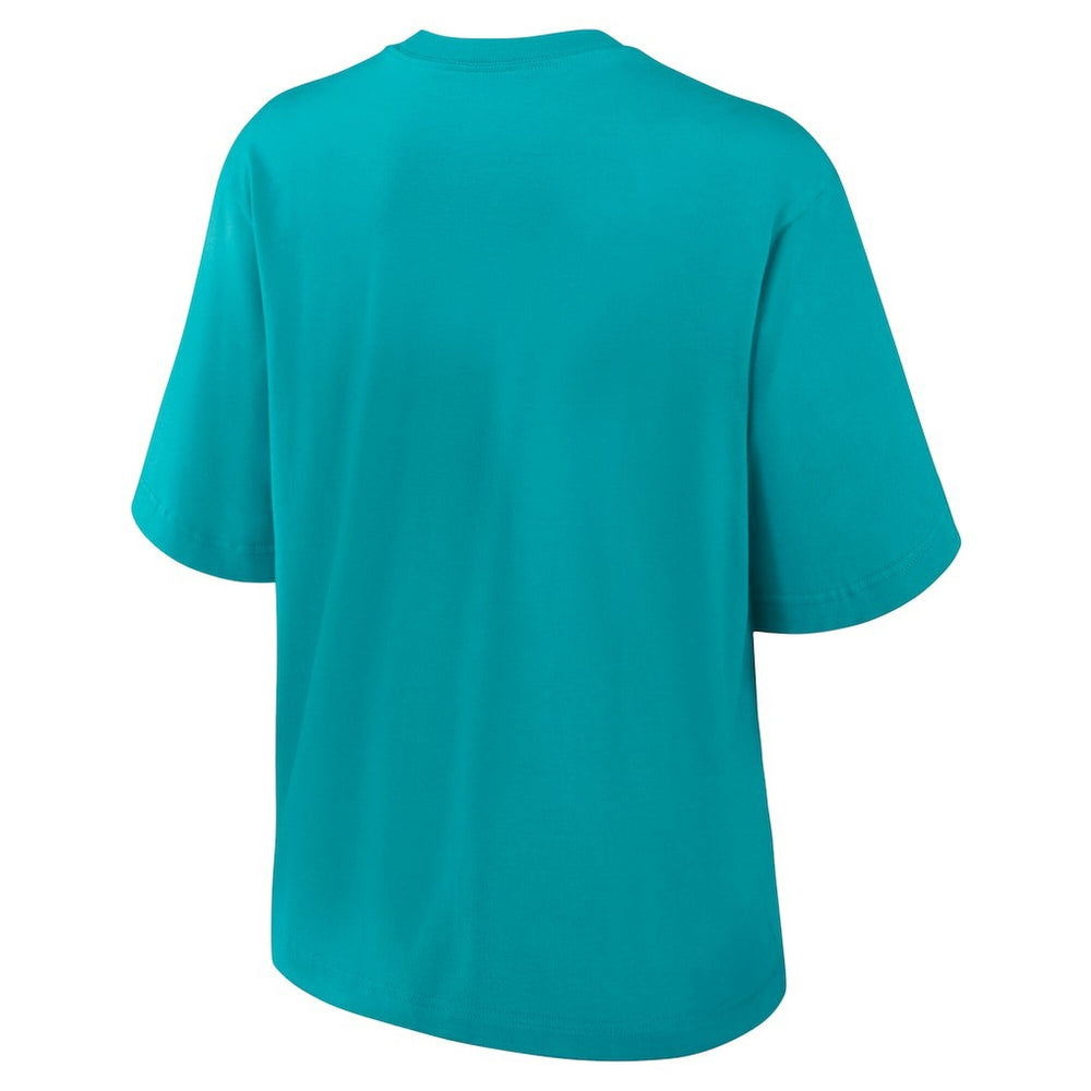 Miami Dolphins Women's Essential Script Relaxed Boxy T-Shirt - Aqua discount