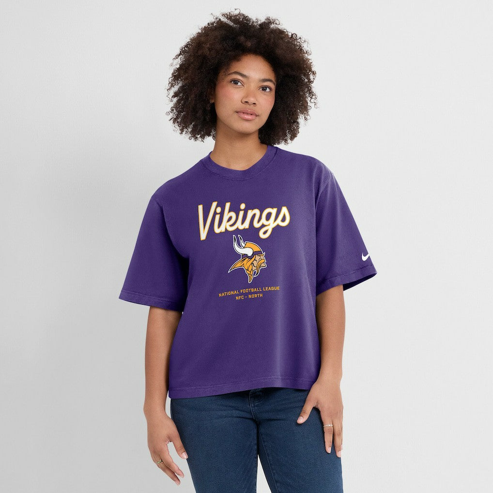 Minnesota Vikings Women's Essential Script Relaxed Boxy T-Shirt - Purple sale