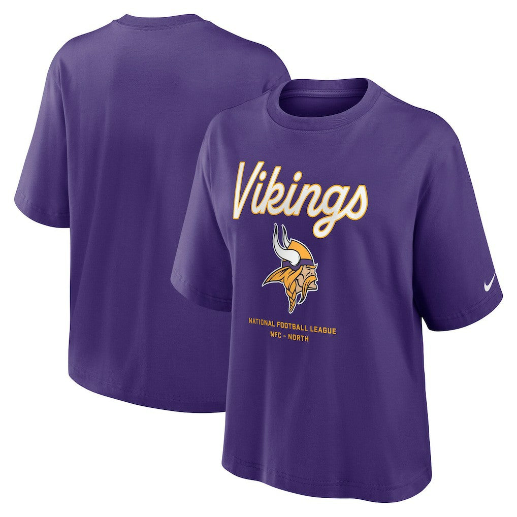 Minnesota Vikings Women's Essential Script Relaxed Boxy T-Shirt - Purple sale