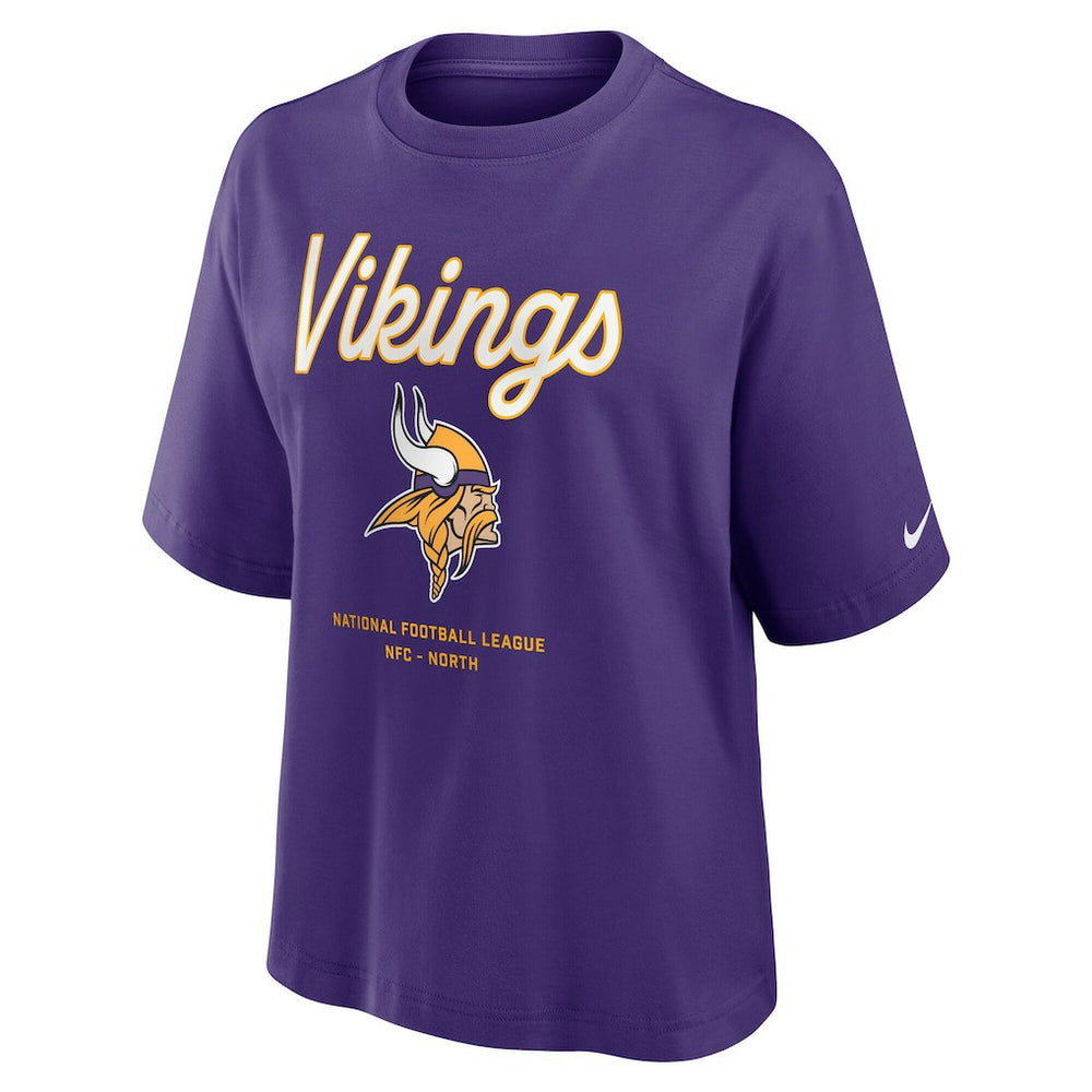 Minnesota Vikings Women's Essential Script Relaxed Boxy T-Shirt - Purple sale