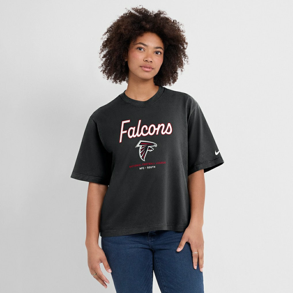 Atlanta Falcons Women's Essential Script Relaxed Boxy T-Shirt - Black discount
