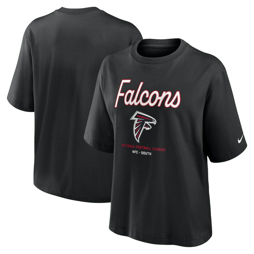 Atlanta Falcons Women's Essential Script Relaxed Boxy T-Shirt - Black discount