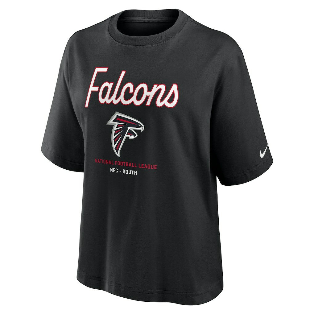 Atlanta Falcons Women's Essential Script Relaxed Boxy T-Shirt - Black discount