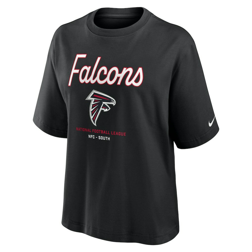 Atlanta Falcons Women's Essential Script Relaxed Boxy T-Shirt - Black discount