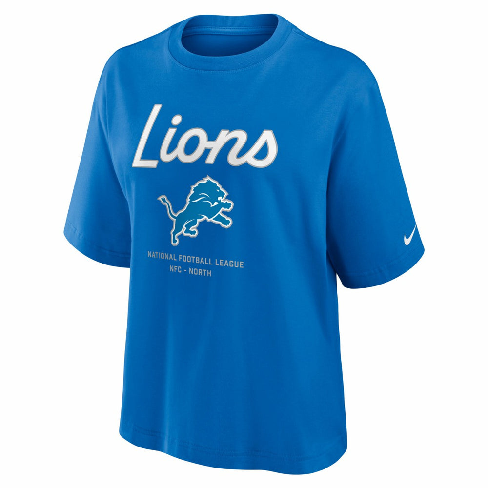 Detroit Lions Women's Essential Script Relaxed Boxy T-Shirt - Blue for sale