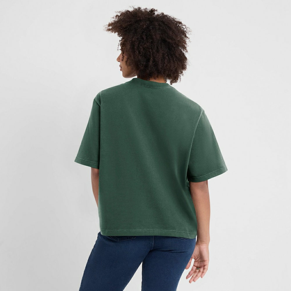 Green Bay Packers Women's Essential Script Relaxed Boxy T-Shirt - Green cheap