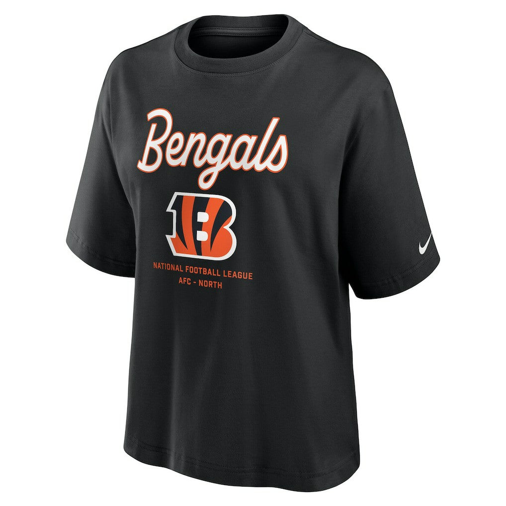 Cincinnati Bengals Women's Essential Script Relaxed Boxy T-Shirt - Black online