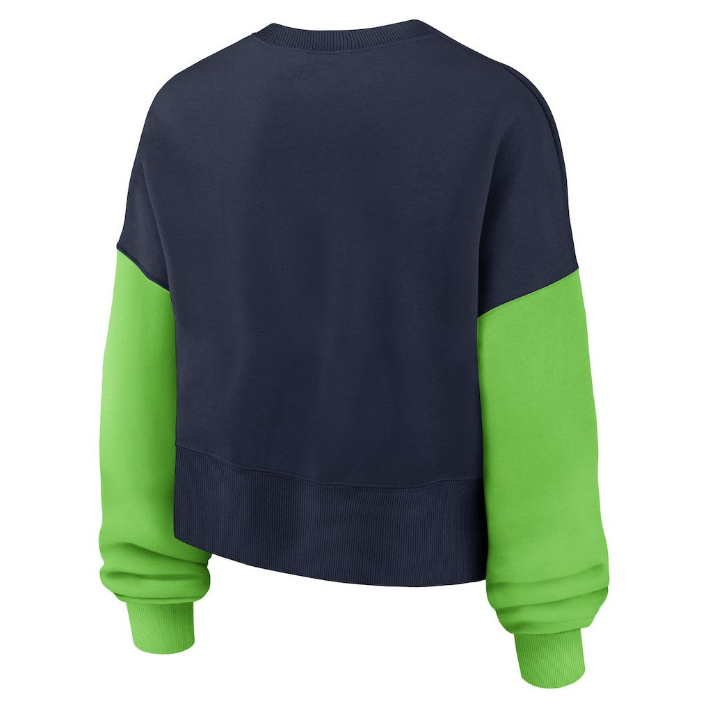 Seattle Seahawks Women's Oversized Color-Block Pullover Sweatshirt - College Navy cheap