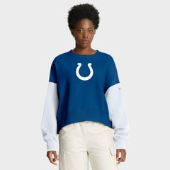 Indianapolis Colts Women's Oversized Color-Block Pullover Sweatshirt - Royal for sale