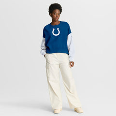 Indianapolis Colts Women's Oversized Color-Block Pullover Sweatshirt - Royal for sale