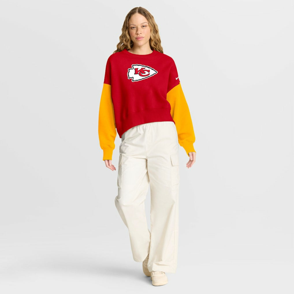 Kansas City Chiefs Women's Oversized Color-Block Pullover Sweatshirt - Red outlet