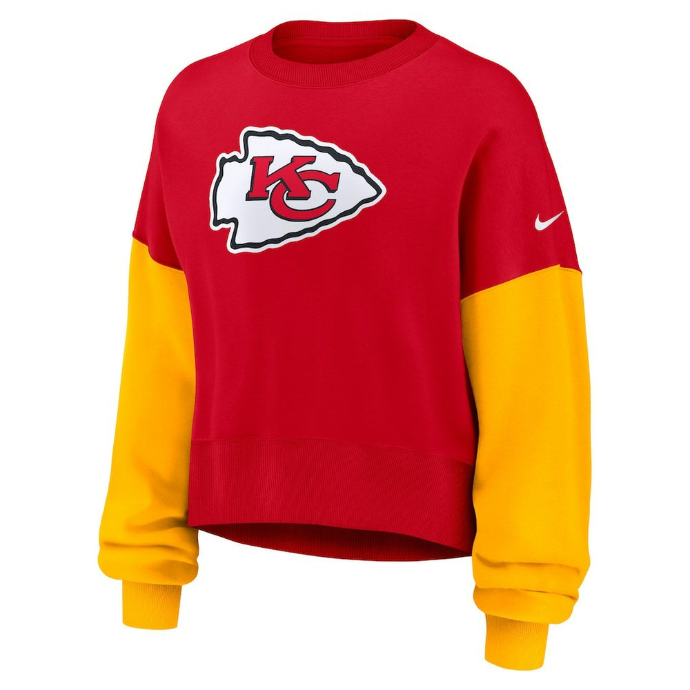 Kansas City Chiefs Women's Oversized Color-Block Pullover Sweatshirt - Red outlet