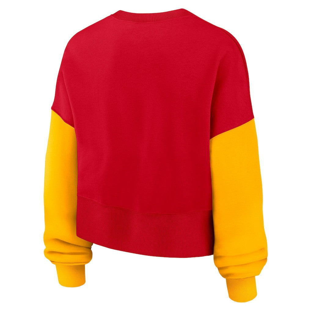 Kansas City Chiefs Women's Oversized Color-Block Pullover Sweatshirt - Red outlet