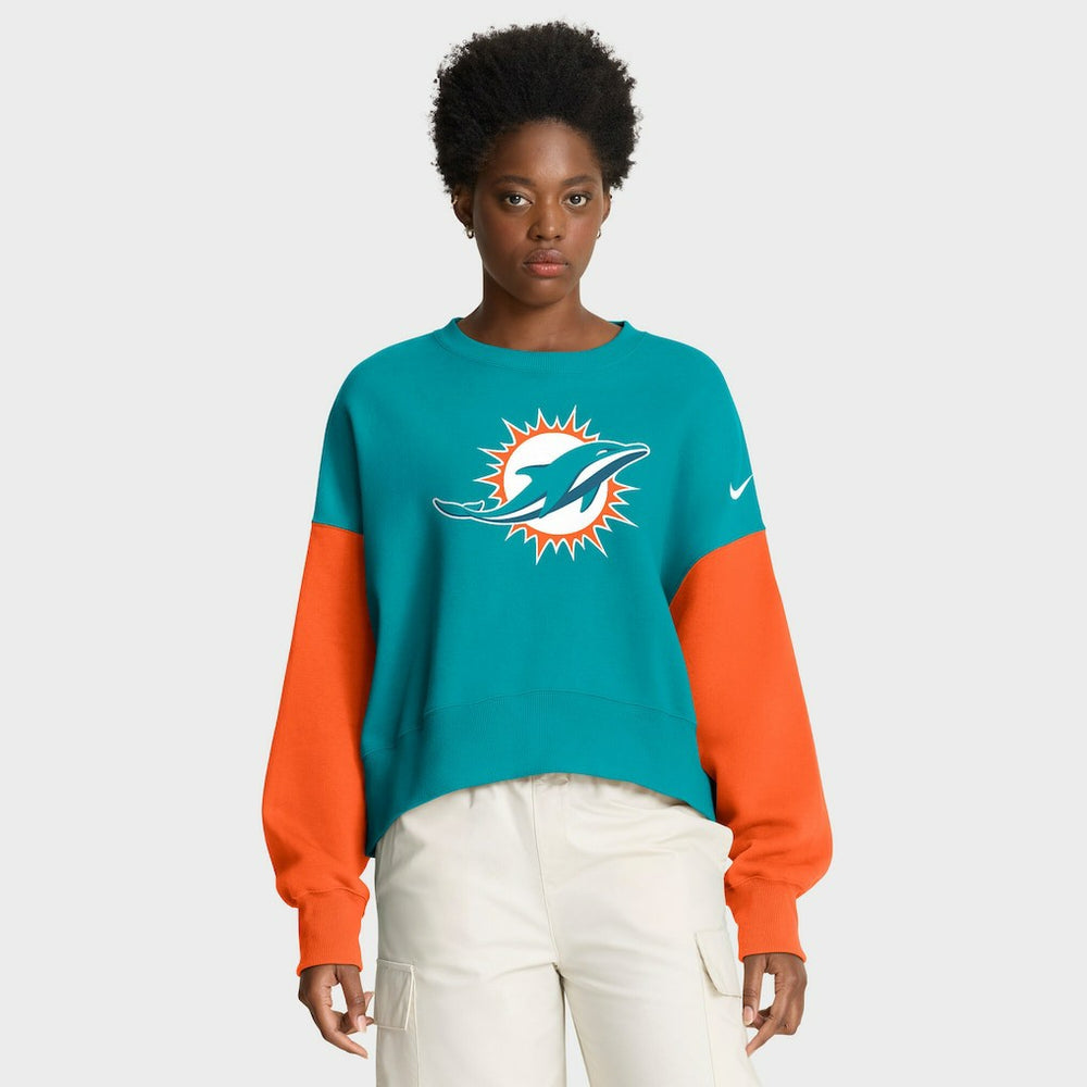 Miami Dolphins Women's Oversized Color-Block Pullover Sweatshirt - Aqua for sale