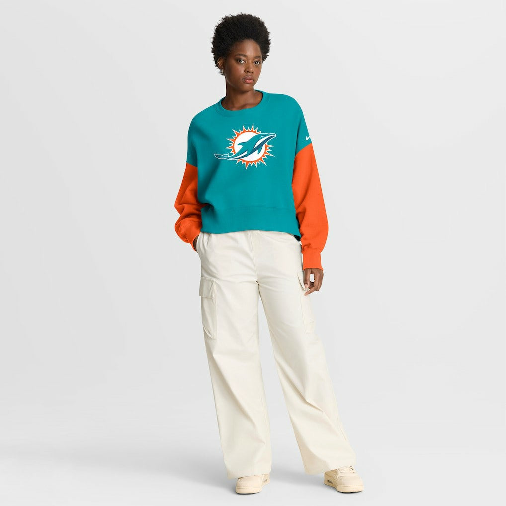 Miami Dolphins Women's Oversized Color-Block Pullover Sweatshirt - Aqua for sale