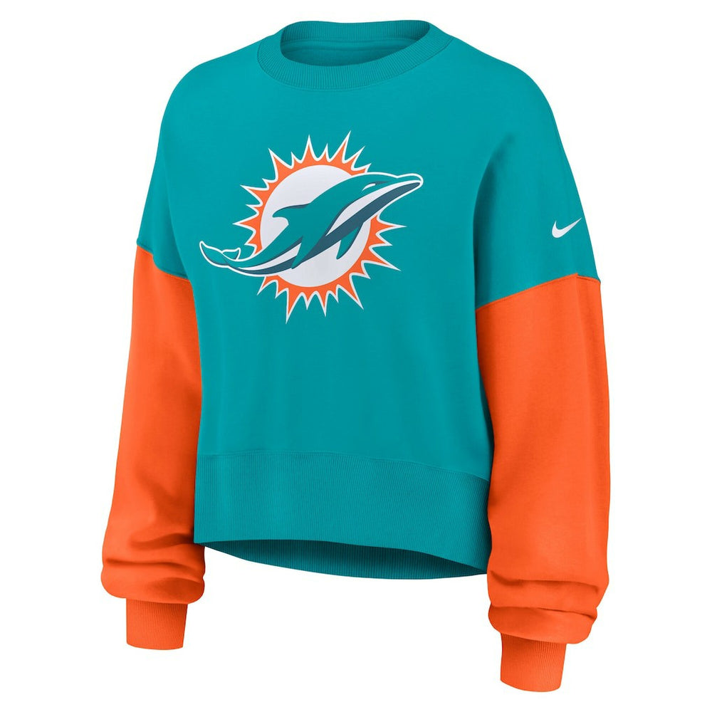 Miami Dolphins Women's Oversized Color-Block Pullover Sweatshirt - Aqua for sale