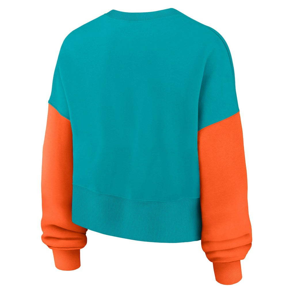Miami Dolphins Women's Oversized Color-Block Pullover Sweatshirt - Aqua for sale