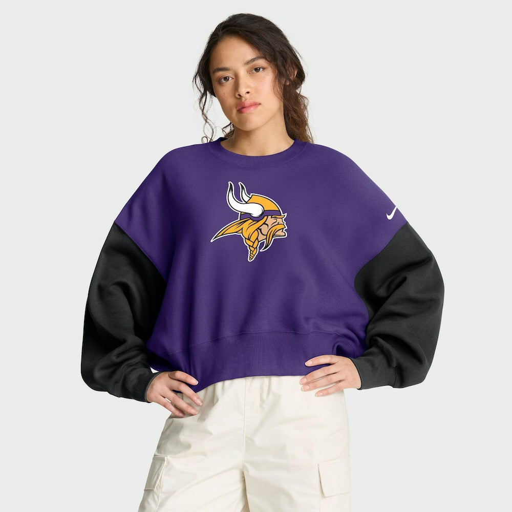 Minnesota Vikings Women's Oversized Color-Block Pullover Sweatshirt - Purple discount