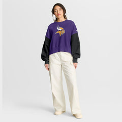 Minnesota Vikings Women's Oversized Color-Block Pullover Sweatshirt - Purple discount