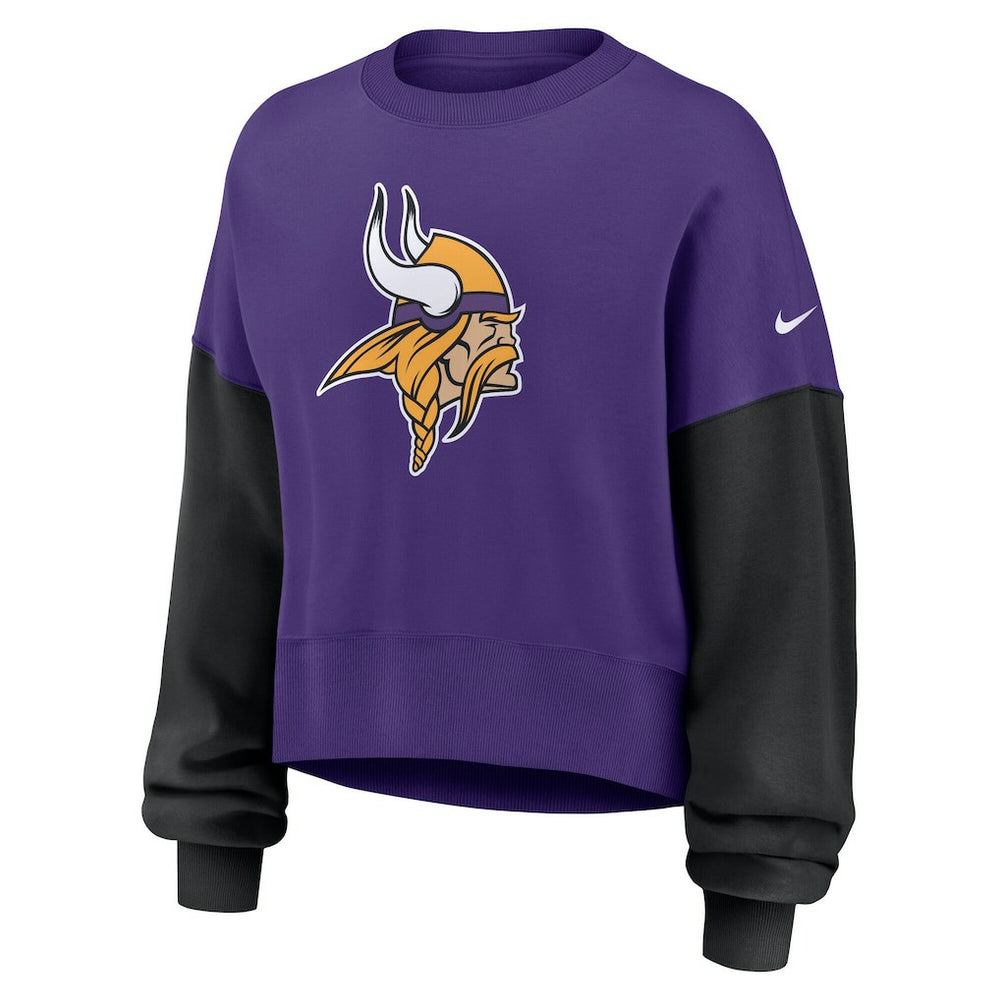 Minnesota Vikings Women's Oversized Color-Block Pullover Sweatshirt - Purple discount