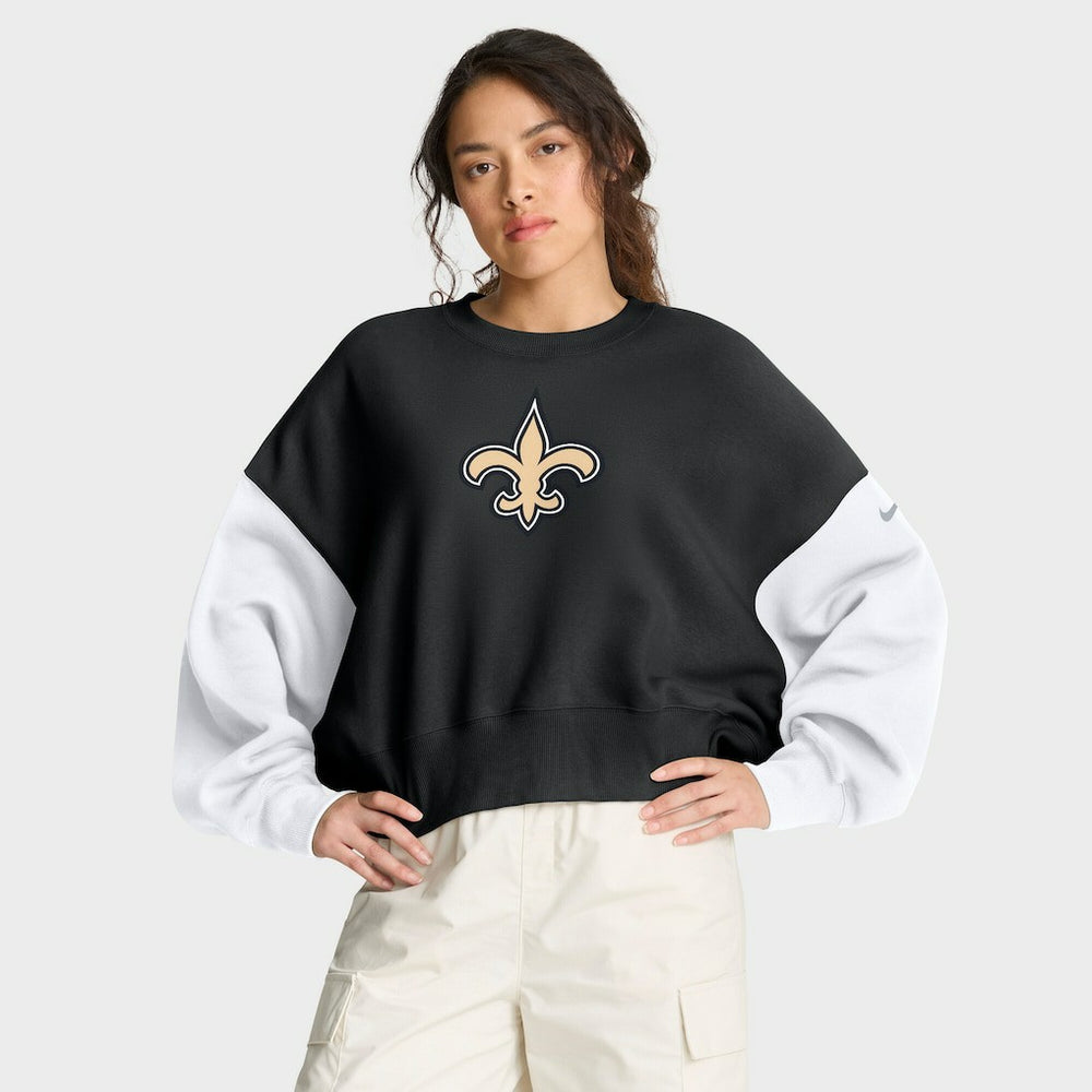 New Orleans Saints Women's Oversized Color-Block Pullover Sweatshirt - Black cheap