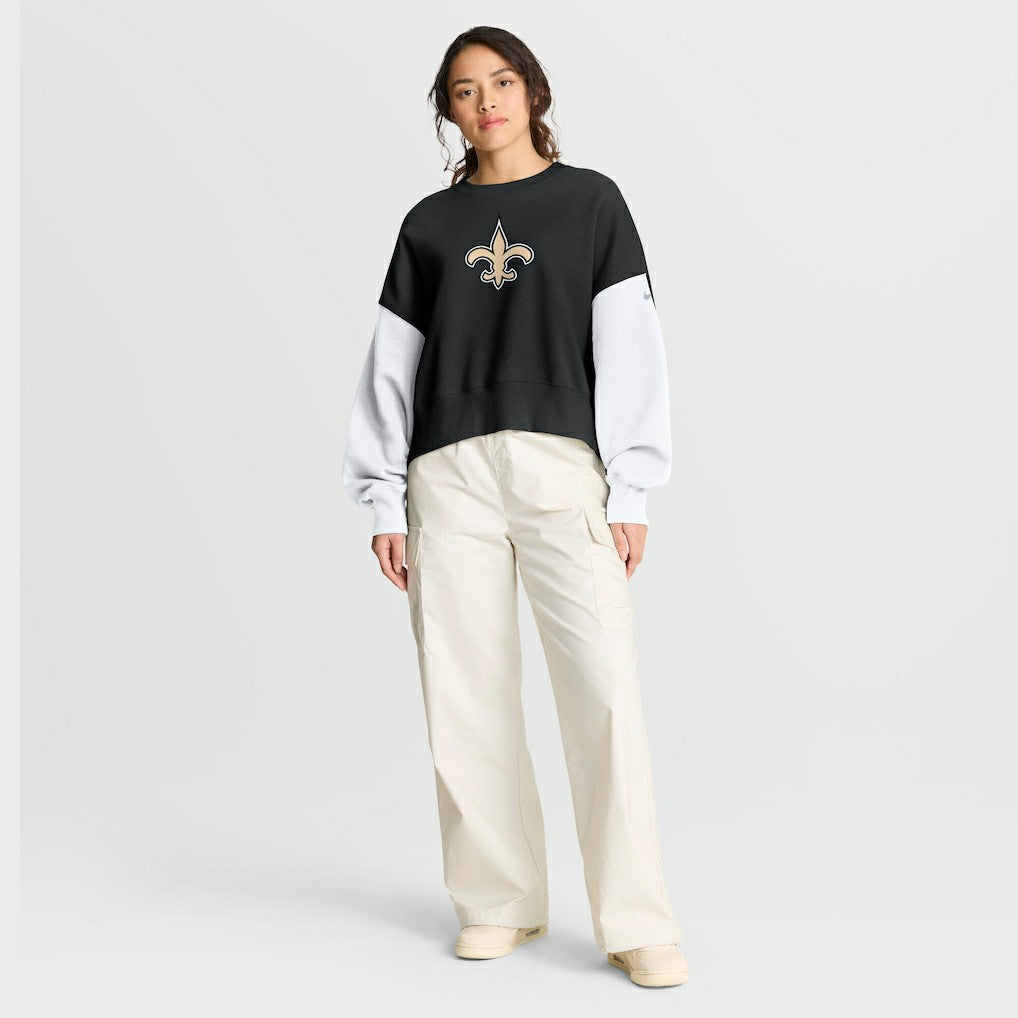 New Orleans Saints Women's Oversized Color-Block Pullover Sweatshirt - Black cheap