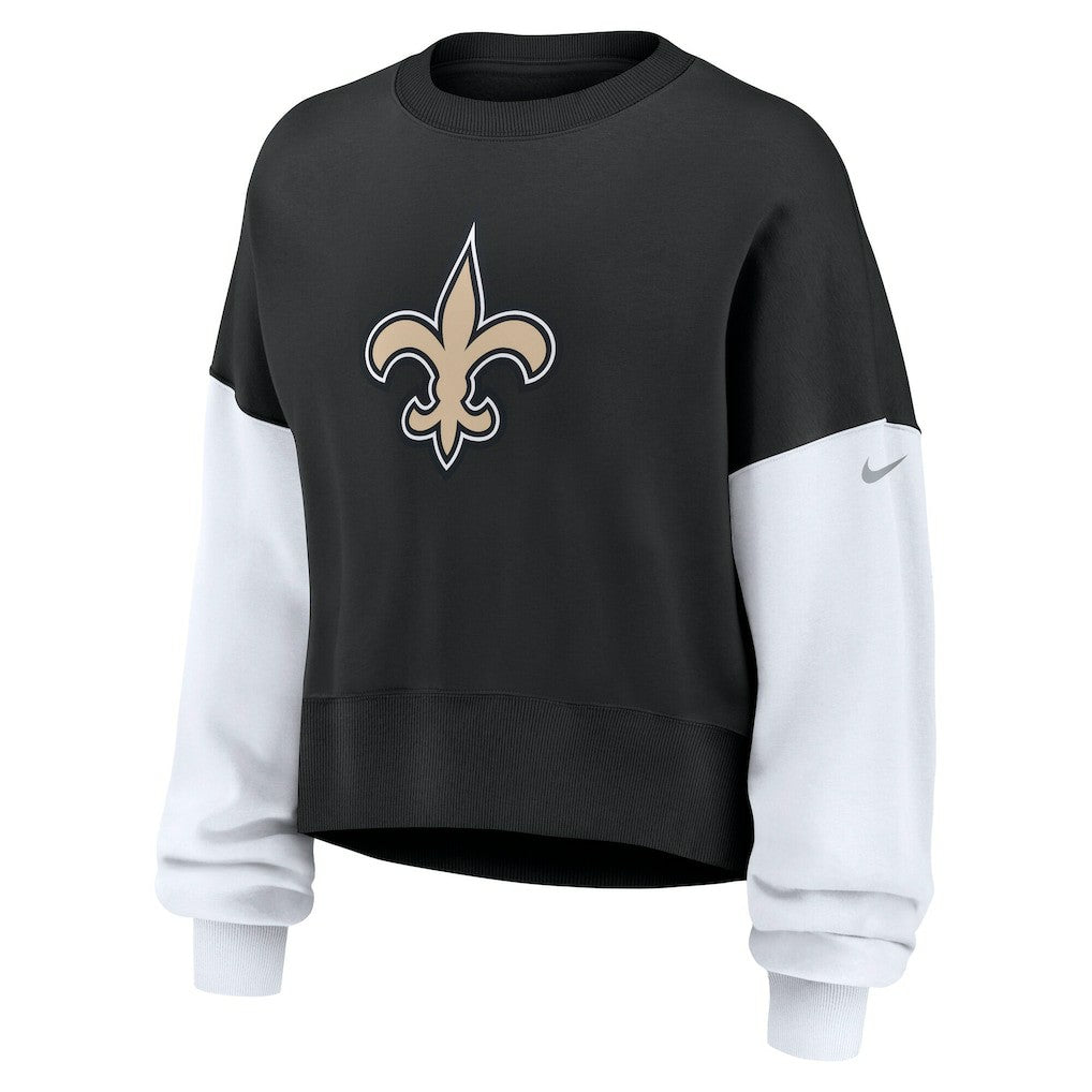 New Orleans Saints Women's Oversized Color-Block Pullover Sweatshirt - Black cheap